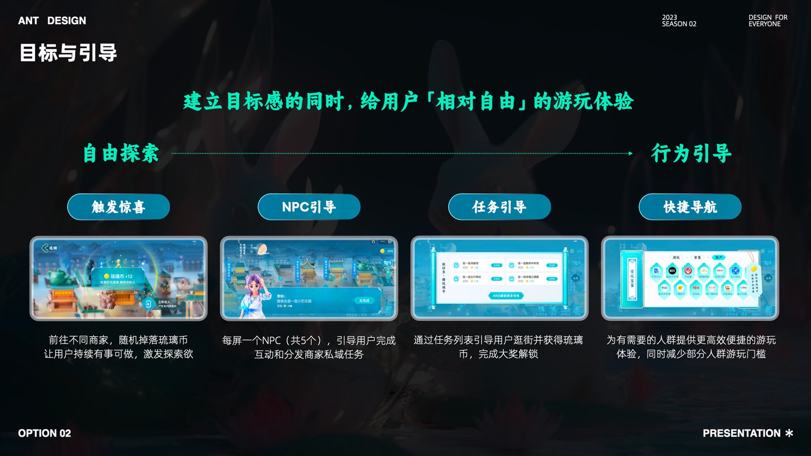 触发惊喜、NPC 引导、任务列表与快捷导航 UI